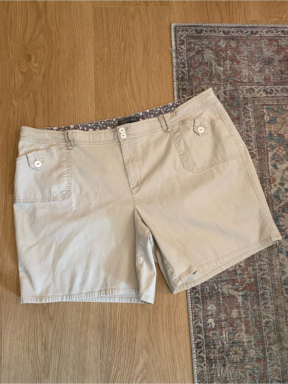 Addition Elle Beige Stretch 95% Cotton Bermuda Shorts Size 22 Plus Size